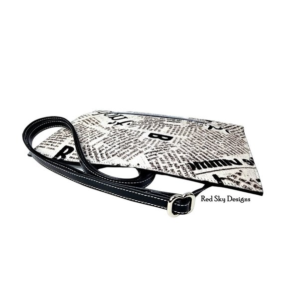 OOAK Newsprint Cowhide & Leather Crossbody Clutch - Picture 5 of 5